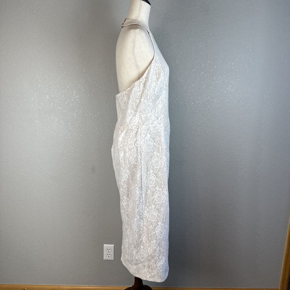 Dress The Population Cassie Halter Midi Dress Size XL White Floral Lace Sequin - Picture 7 of 9